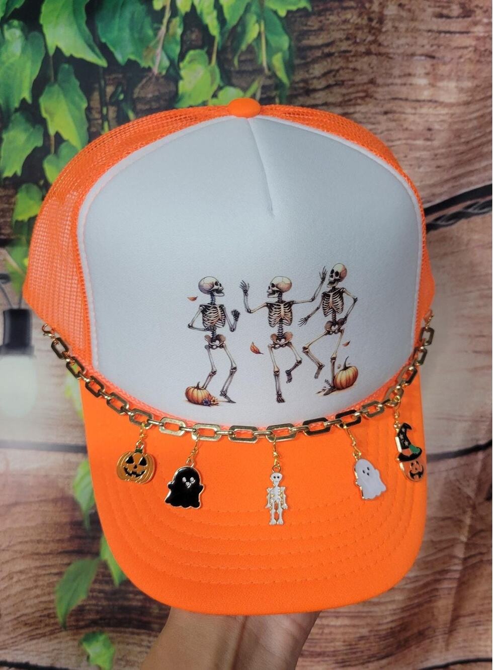 Dancing Skeletons for Halloween Trucker Hat - Picture 1 of 2